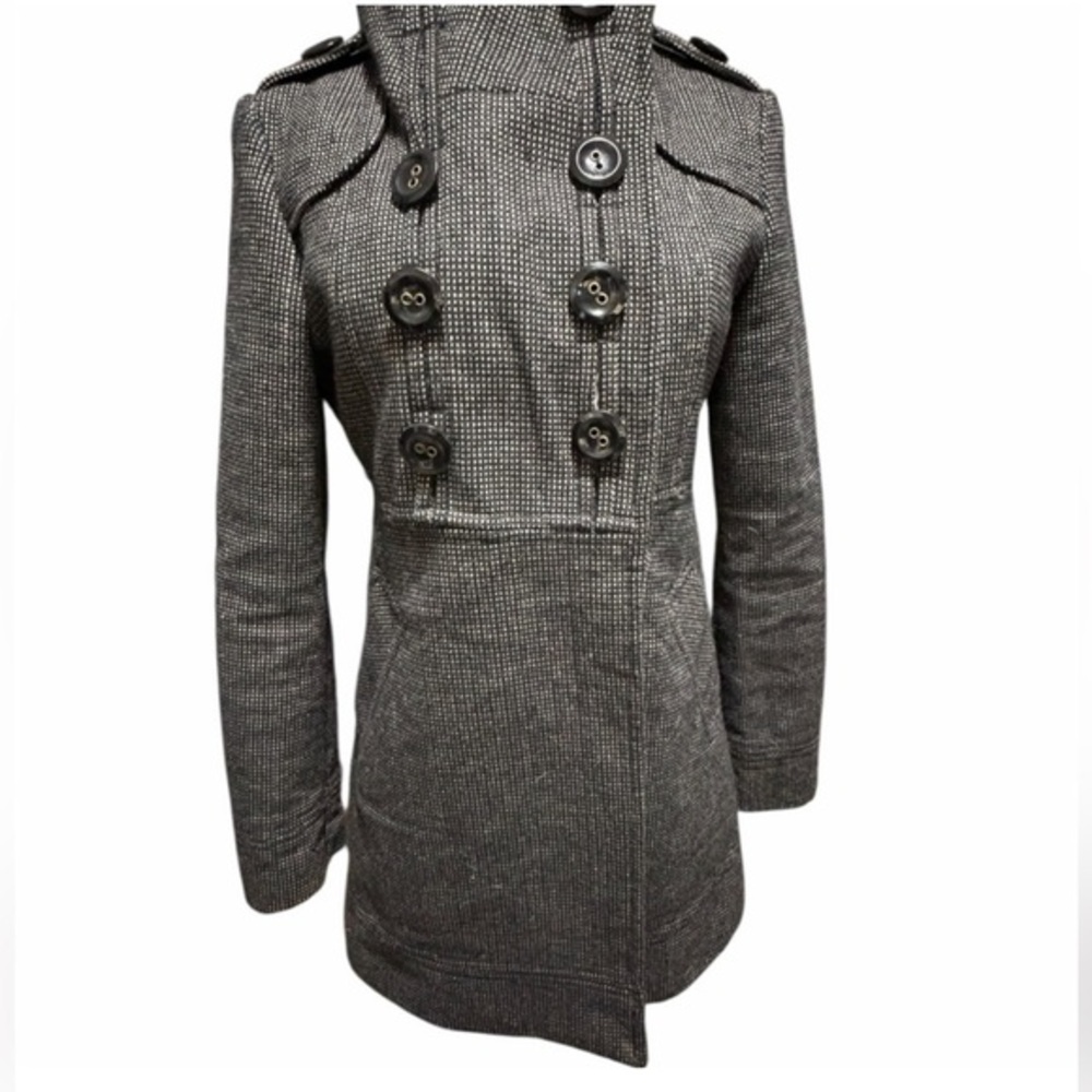 Razzle Dazzle VTG Double-Breasted Pea Coat Houndstooth Tweed S/M